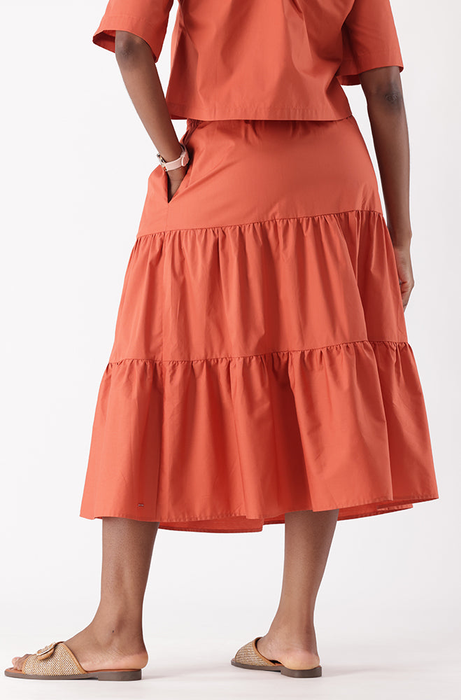 CYRA TIERED MIDI SKIRT