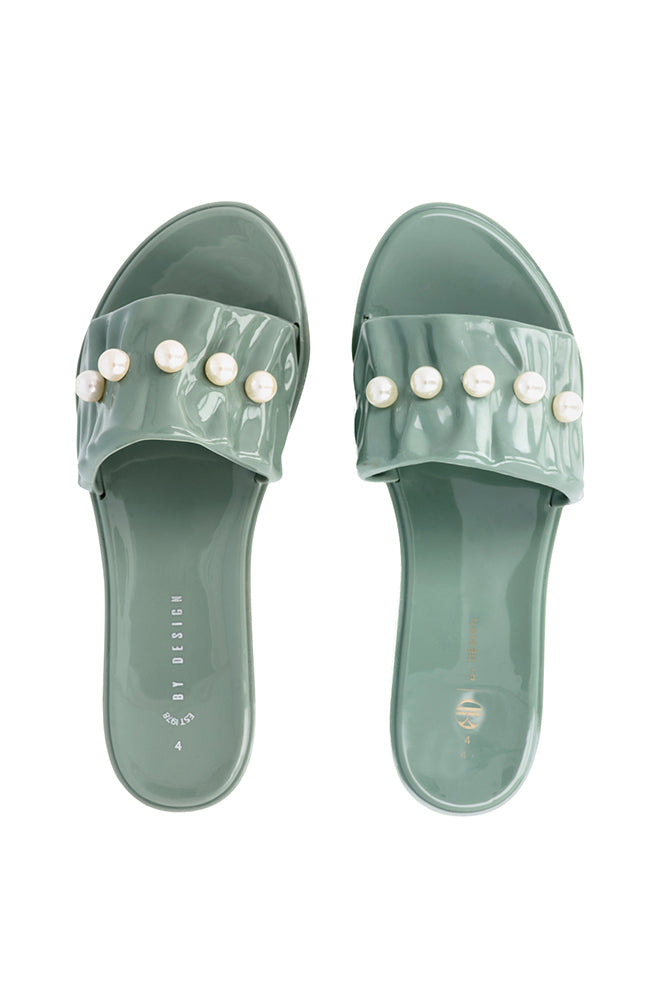 Footwear | Mila Frilled Pearl Jelly Sandals