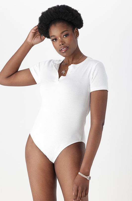 GLORIA RIB HENLEY BODYSUIT