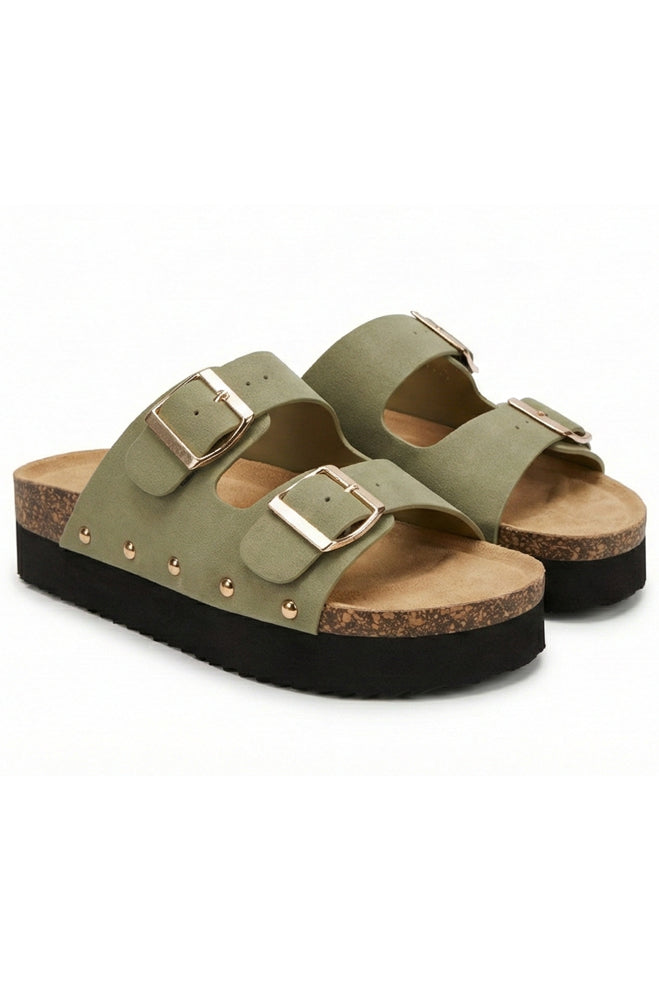 Robyn PU Double buckle platform