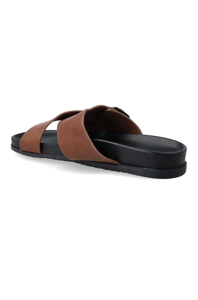 Footwear | Daryl Push in Faux Leather Sandal _ 161491 Brown Sandals