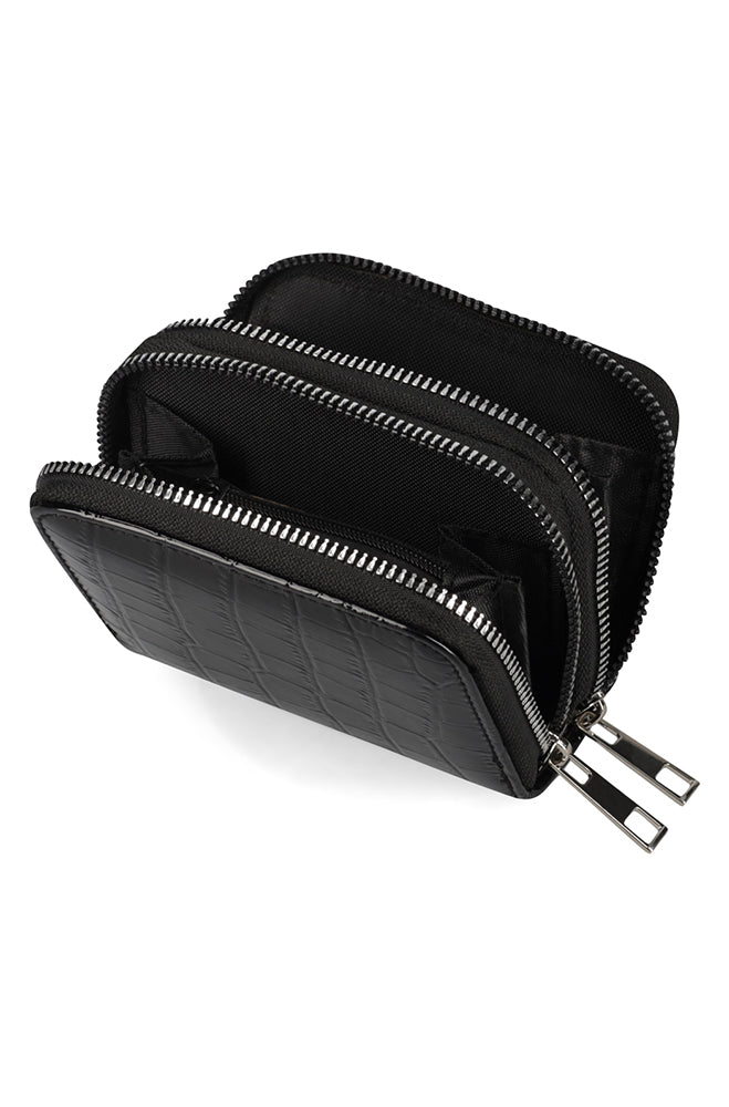MEGAN CROC DOUBLE ZIP PURSE