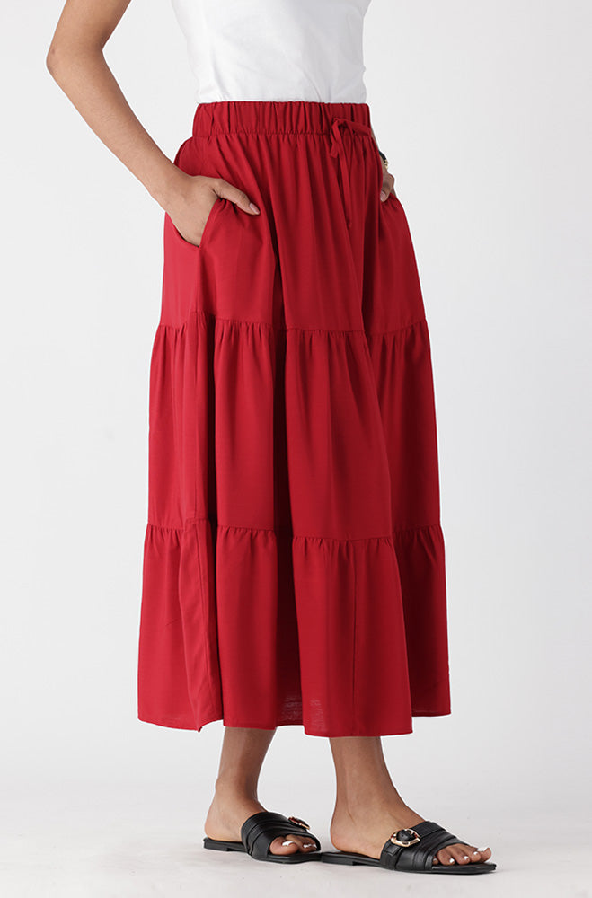 Ladies | Mia Tiered Skirt _ 163291 Red Skirts