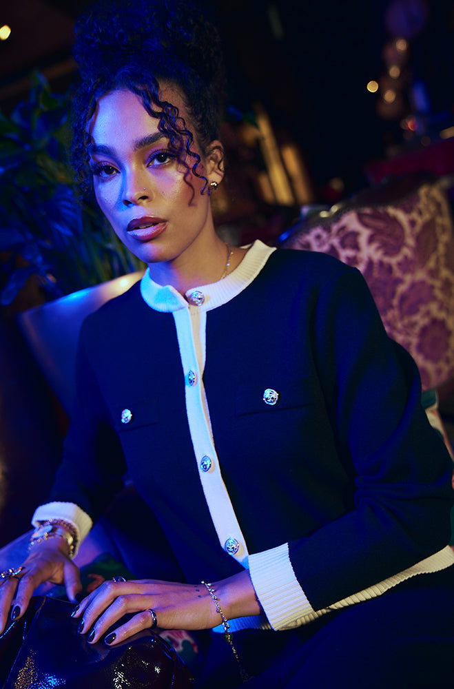 KALIYAH CONTRAST KNIT CARDIGAN