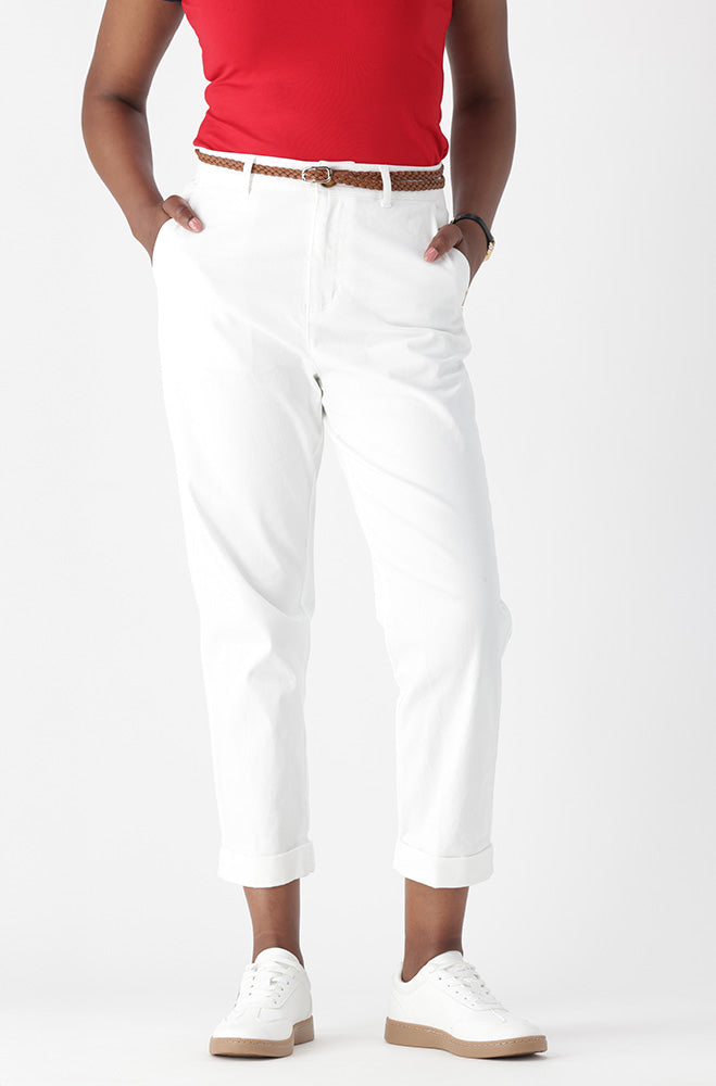 【COMOLI】 Belted Chino pants Denim Belted Pant in Black