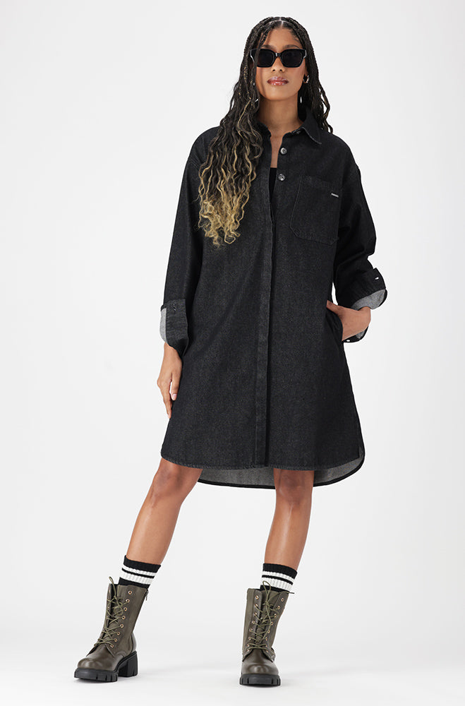 Dunns Clothing Denim Shirt Dress 156941 Black Wash R299