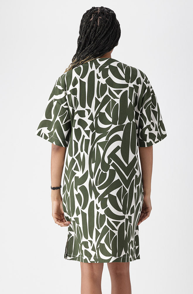 Ladies | Amy Tie Detail Linen Dress _ 164620 Fatigue Dresses