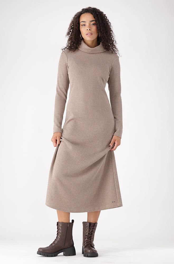 ASHTON POLONECK RIB DRESS