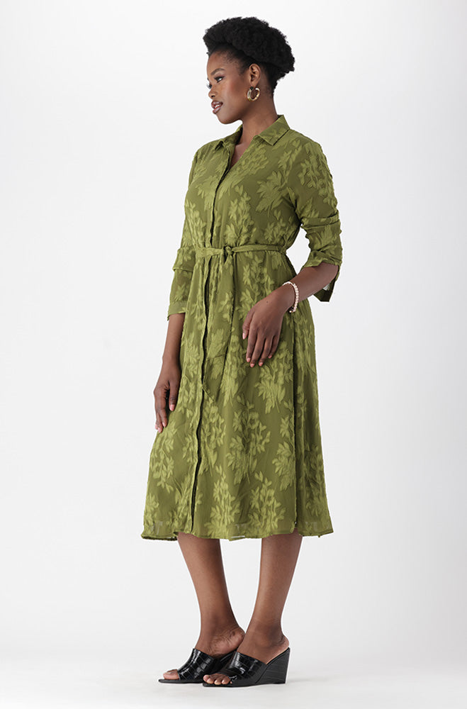 SOLENE TEXTURED SHIRT DRESS