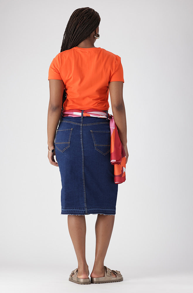 SAYLOR DENIM BUTTON THROUGH SKIRT