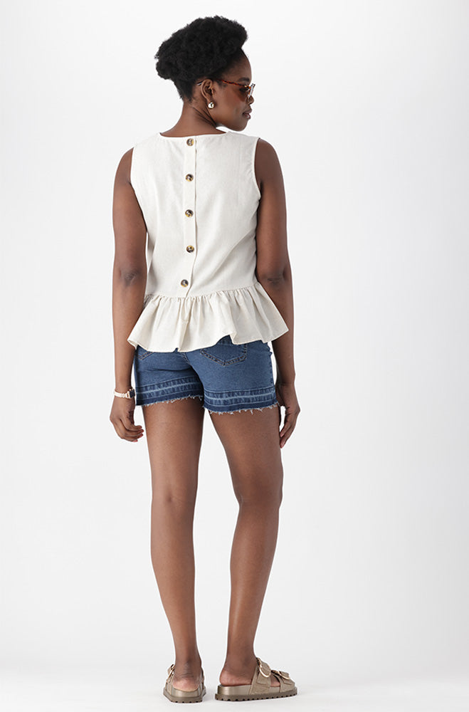 LIDZA DENIM UNCLIPPED HEM SHORTS