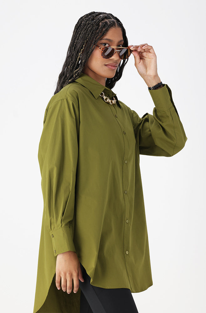 Ladies | Mia Boyfriend Shirt _ 162563 Green Shirts