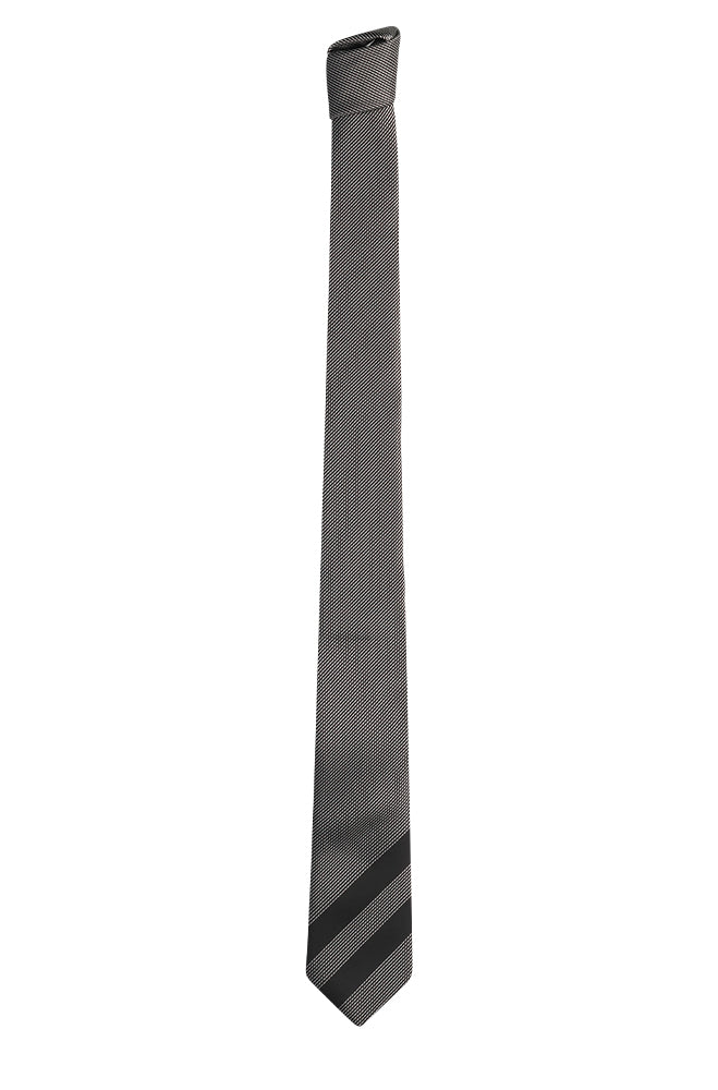 LEON TEXTURED TIE AND TIE CLIP - BLACK