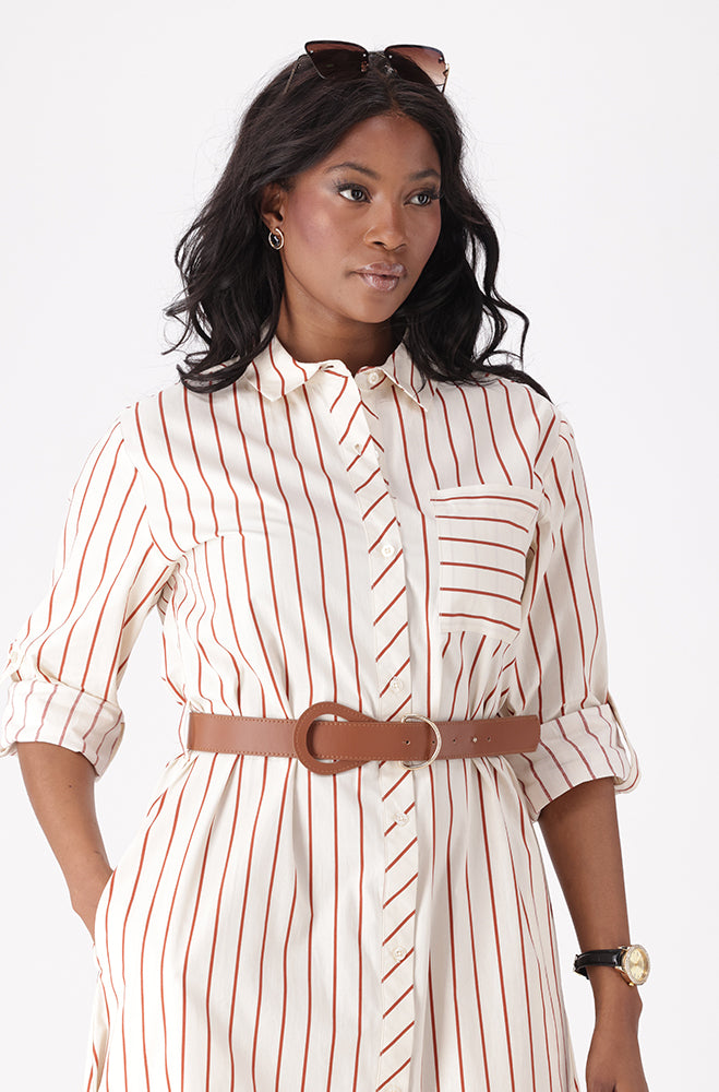 ARDENA STRIPE SHIRT DRESS