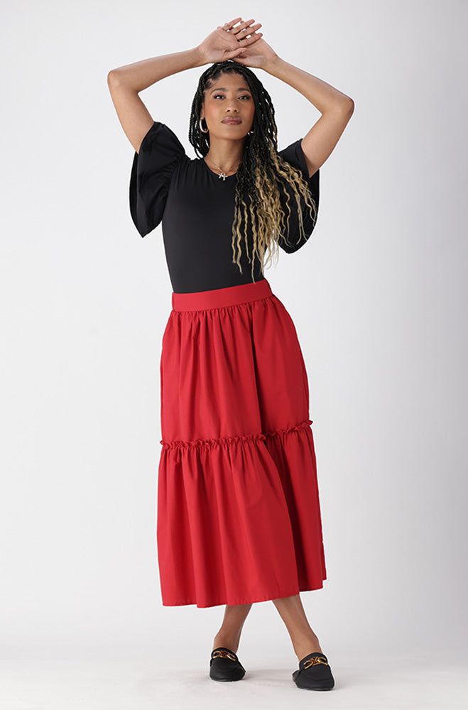 Ladies | Nyla Tiered Poplin Skirt Skirts