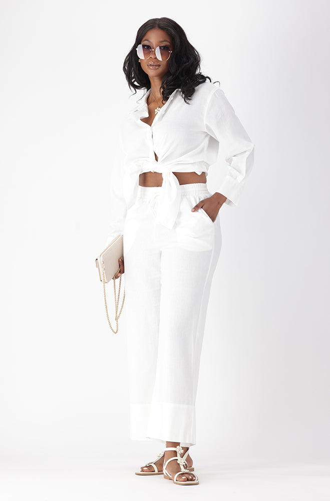 ARDEN LINEN BLEND WIDE LEG PANTS