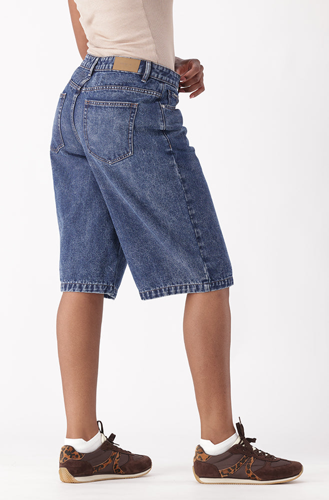 KAYA DENIM HIGH RISE BERMUDA SHORTS