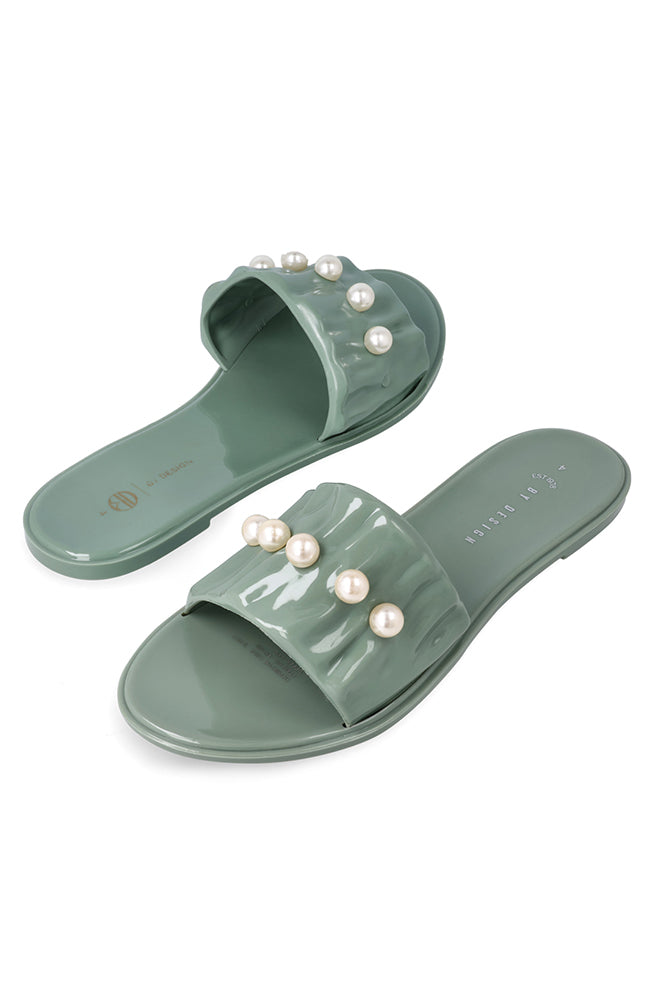 Footwear | Mila Frilled Pearl Jelly Sandals