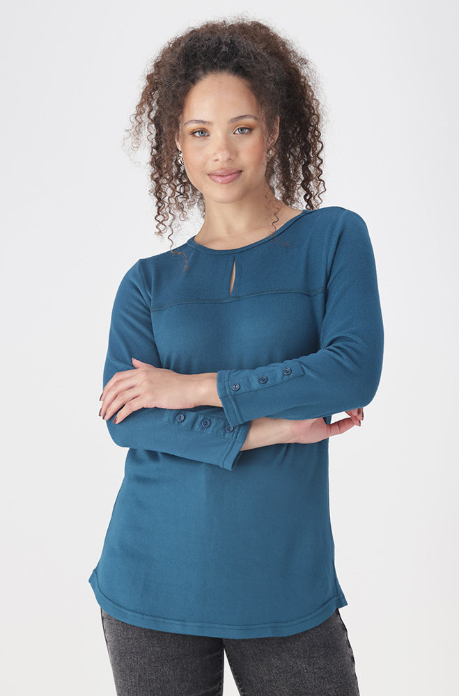 Ladies | Sarah Keyhole Top _ 158583 Teal Clothing Tops