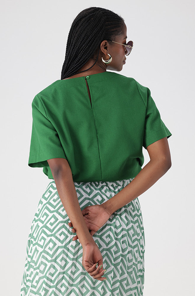 IVA LINEN BLEND DRAWCORD TOP