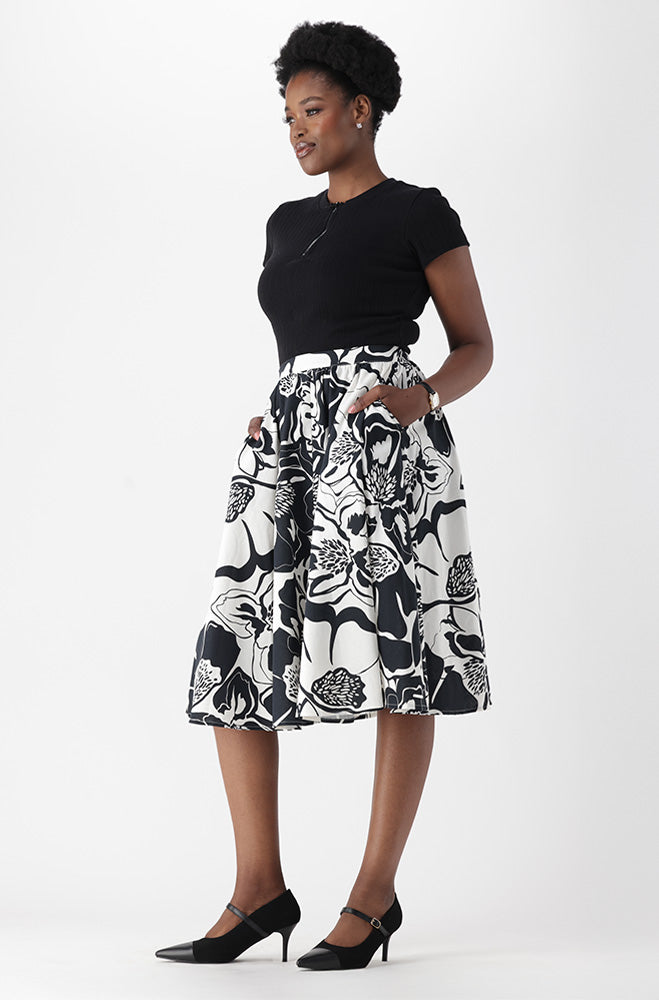 MIRAH LINEN BLEND FLARE SKIRT