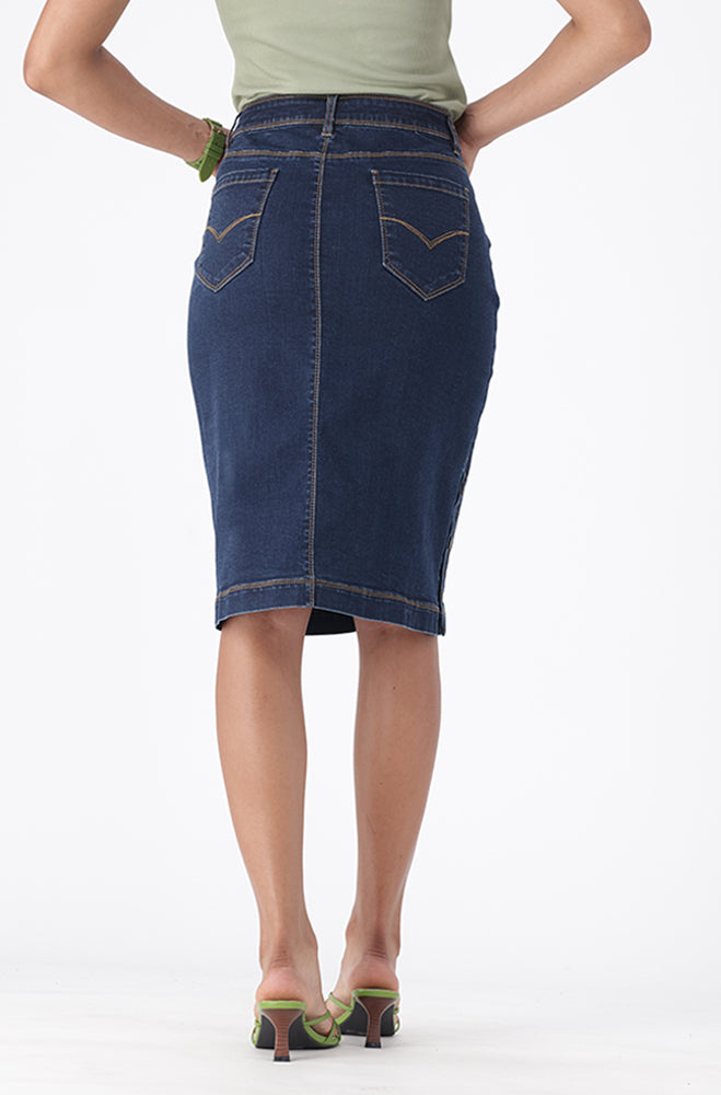 CAMDEN DENIM SIDE BUTTON SKIRT