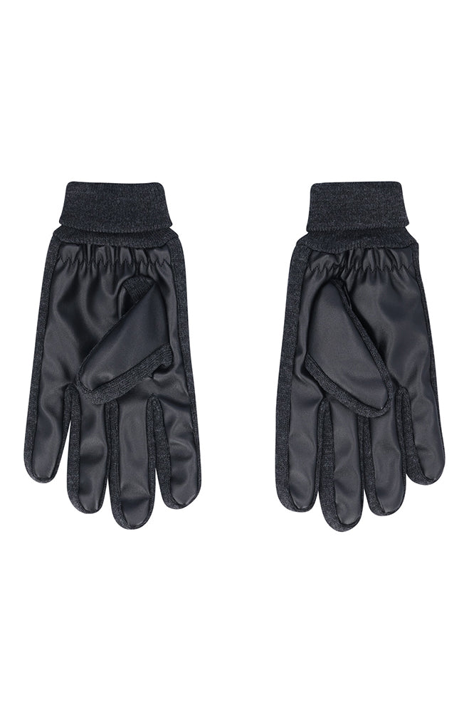 SOHO PU GLOVE AND FISHERMAN BEANIE SET - BLACK