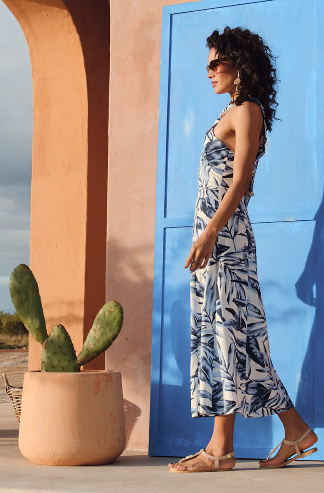 Ladies | Gianna Cross Front Fit and Flare Dress _ 165053 Blue Dresses