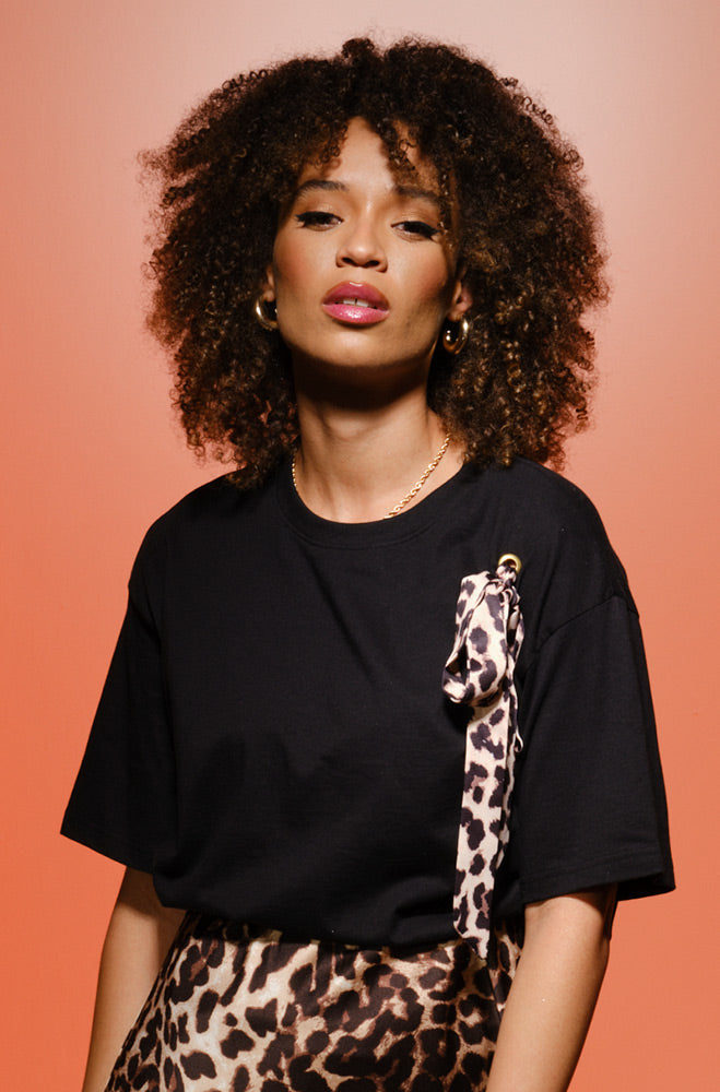 Ladies | Leah Boxy Tee with Bow Detail T-shirts