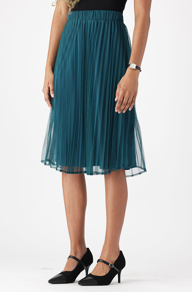 Ladies | Emilia Pleated Midi Skirt _ 162799 Teal Skirts
