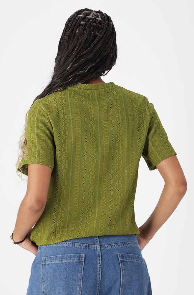 Ladies | Channel Textured Top _ 162224 Green T-shirts
