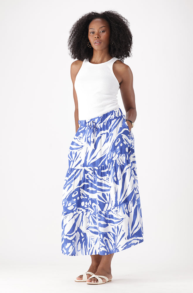 MIA TIERED MIDI SKIRT