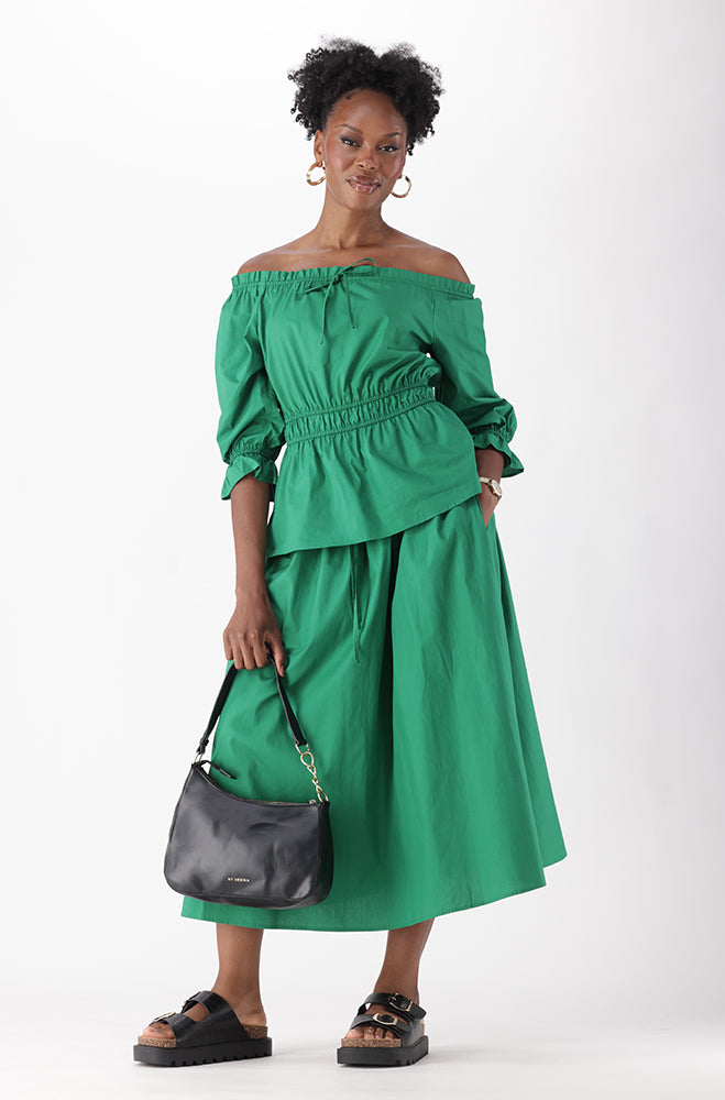 ANNETTE DRAWCORD MIDI SKIRT