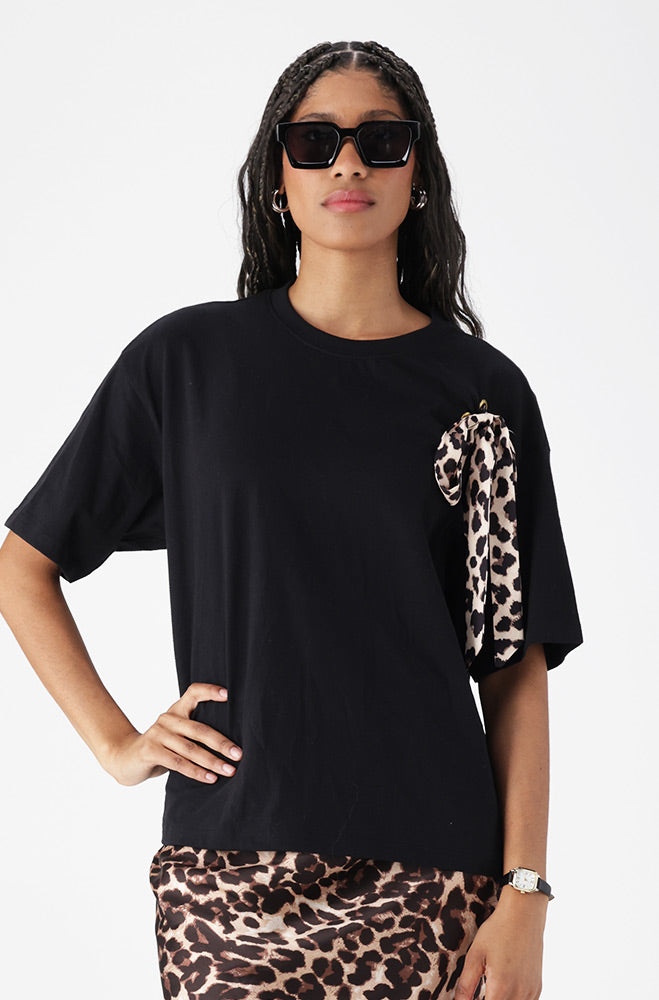 Ladies | Leah Boxy Tee with Bow Detail T-shirts