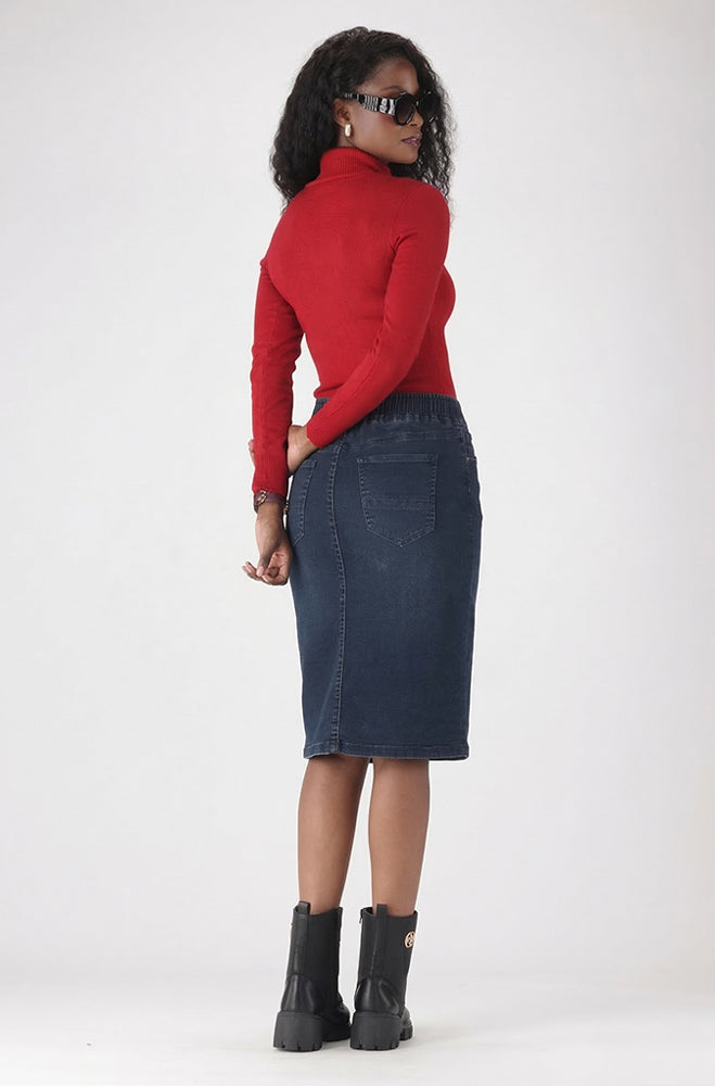 LIOR DENIM ELASTICATED WAISTBAND SKIRT