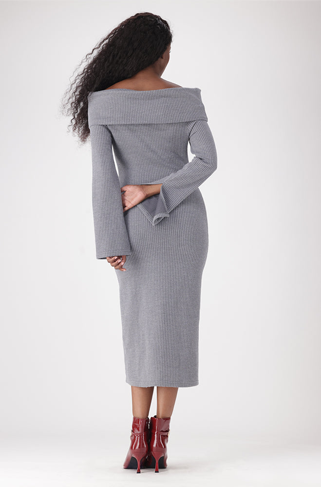 NYRA OFF SHOULDER RIB DRESS