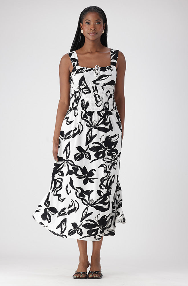 AURORA PRINTED TEXTURED DRESS