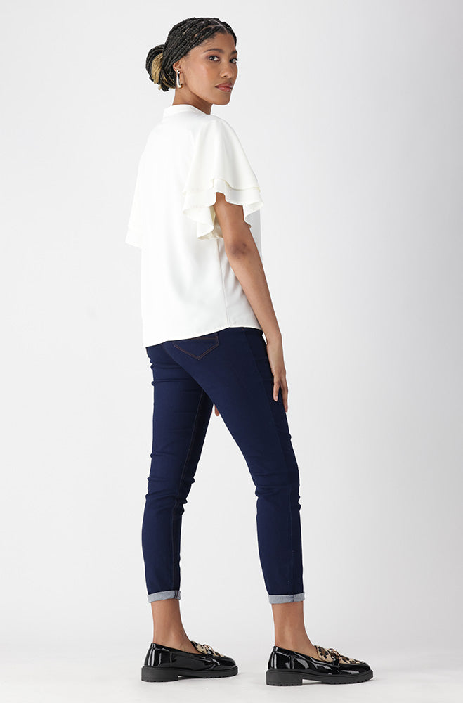 Ladies | Marisa Front Tie Top _ 161848 Cream Blouses