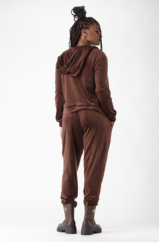 KAIYA VELOUR ZIP THROUGH HOODIE