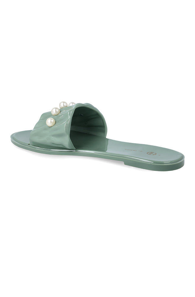 Footwear | Mila Frilled Pearl Jelly Sandals