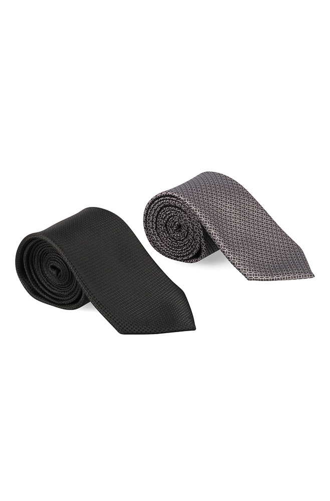 MAX TEXTURED TWIN PACK TIE SET INCLUDING TIE CLIP