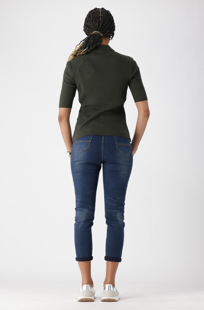 Ladies | Alexa Fitted Rib Golfer Sweaters