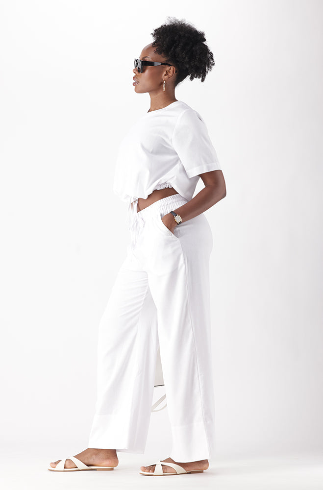 IVA LINEN BLEND WIDE LEG PANTS
