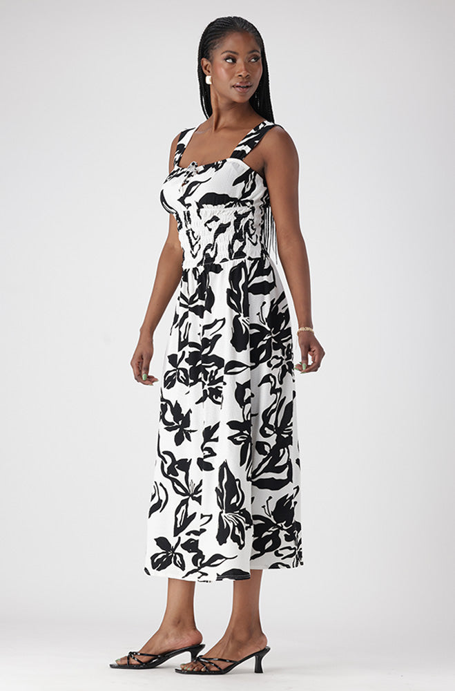 AURORA PRINTED TEXTURED DRESS