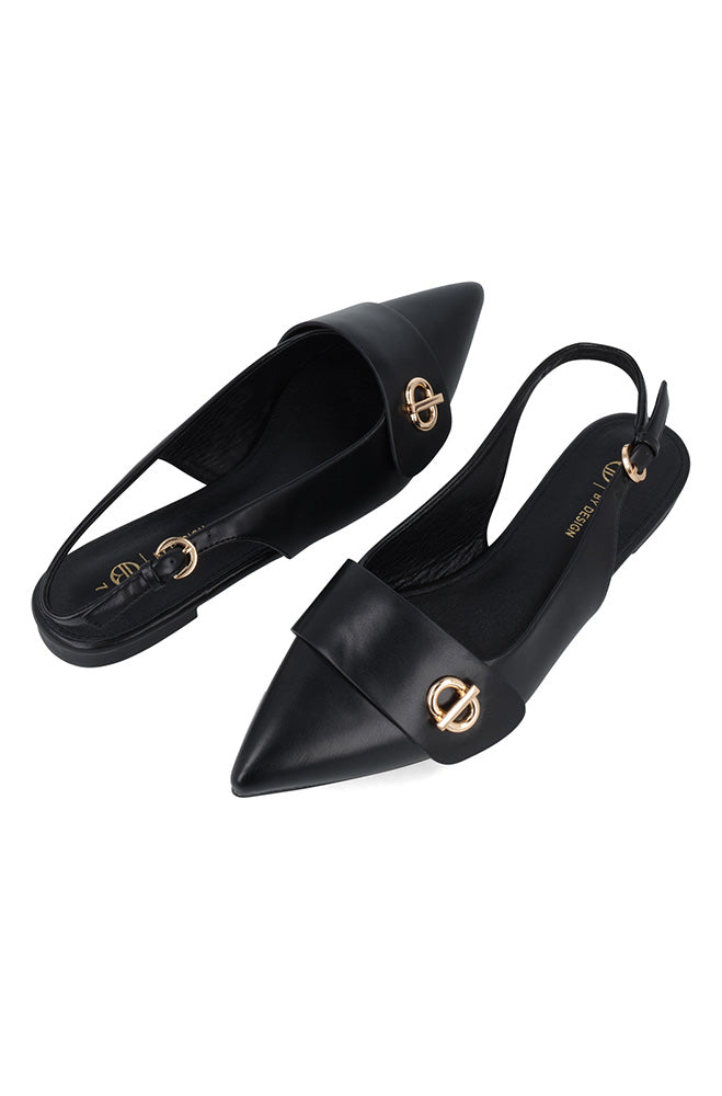 Aria patent pointy sling back pump