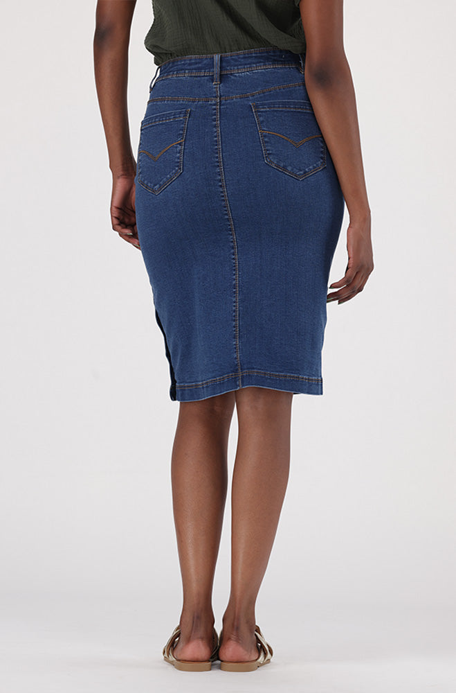 CAMDEN DENIM SIDE BUTTON SKIRT