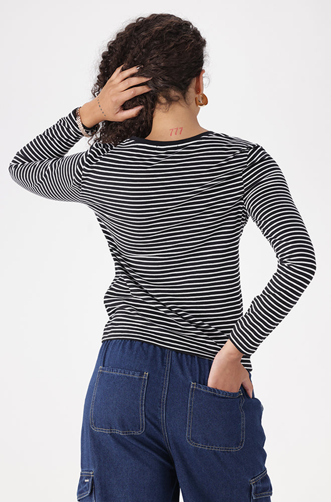 CLEO STRIPE CREW NECK TEE