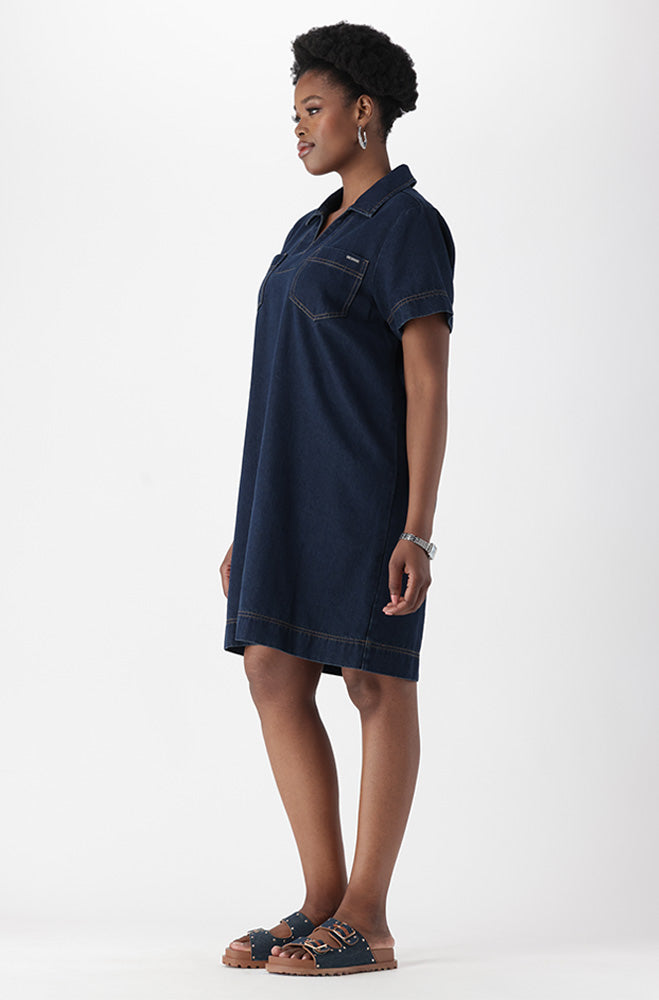 AMARA DENIM CHEST POCKET DRESS