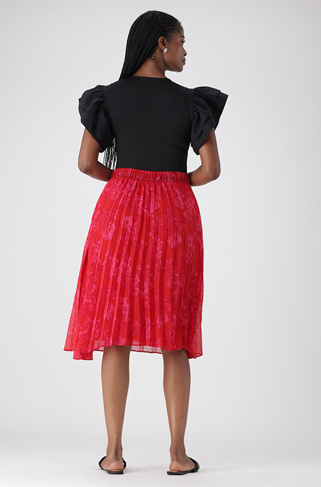 IRIS FLORAL PLEATED SKIRT