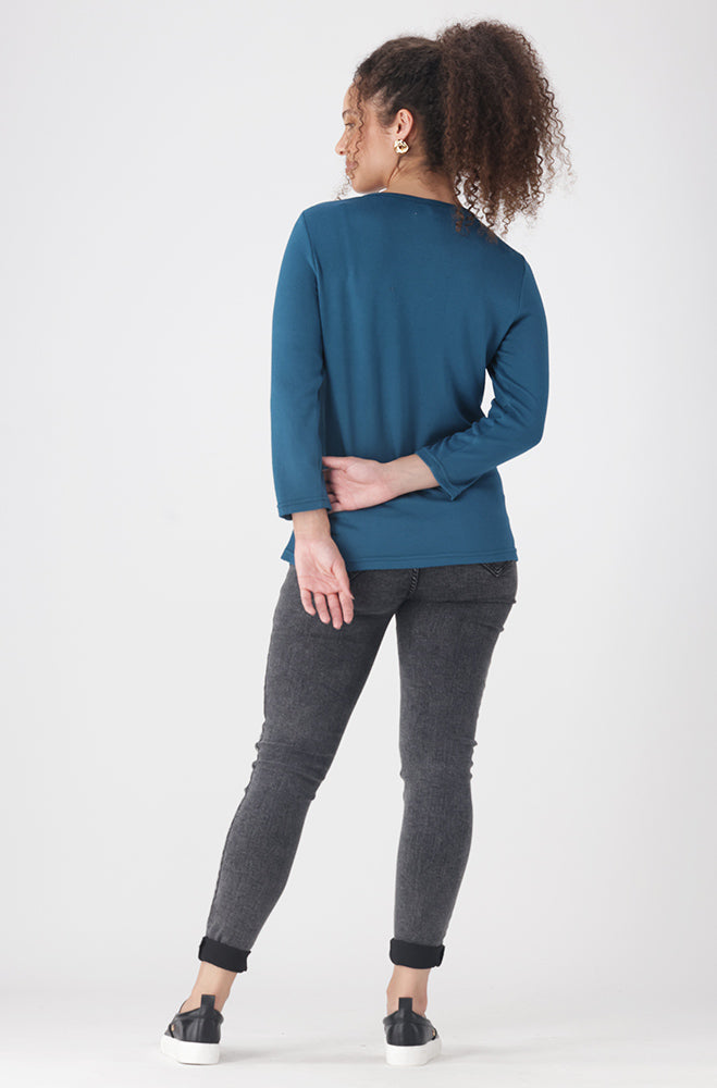Ladies | Sarah Keyhole Top _ 158583 Teal Clothing Tops